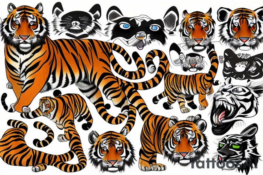 tiger head colorful tattoo idea