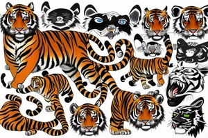 tiger head colorful tattoo idea