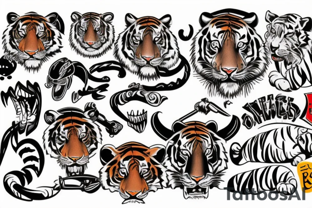tiger head colorful tattoo idea
