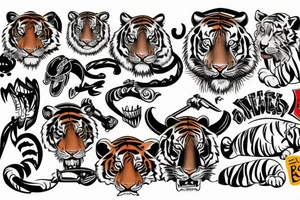 tiger head colorful tattoo idea