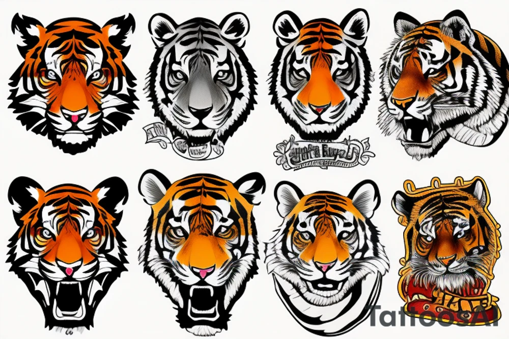 tiger head colorful tattoo idea