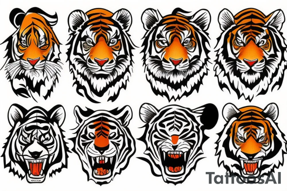 tiger head colorful tattoo idea