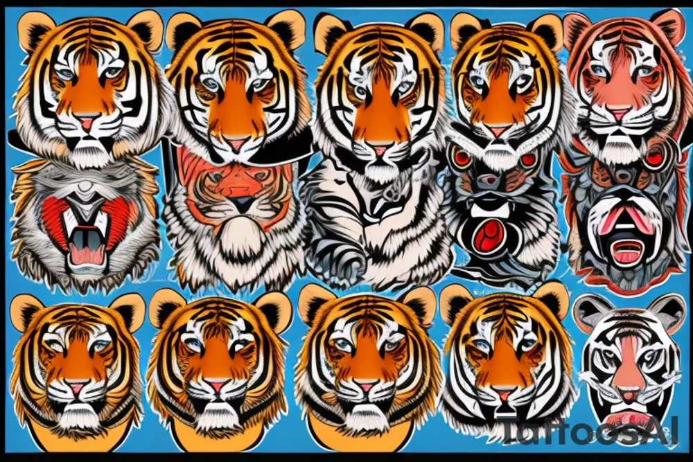 tiger head colorful tattoo idea