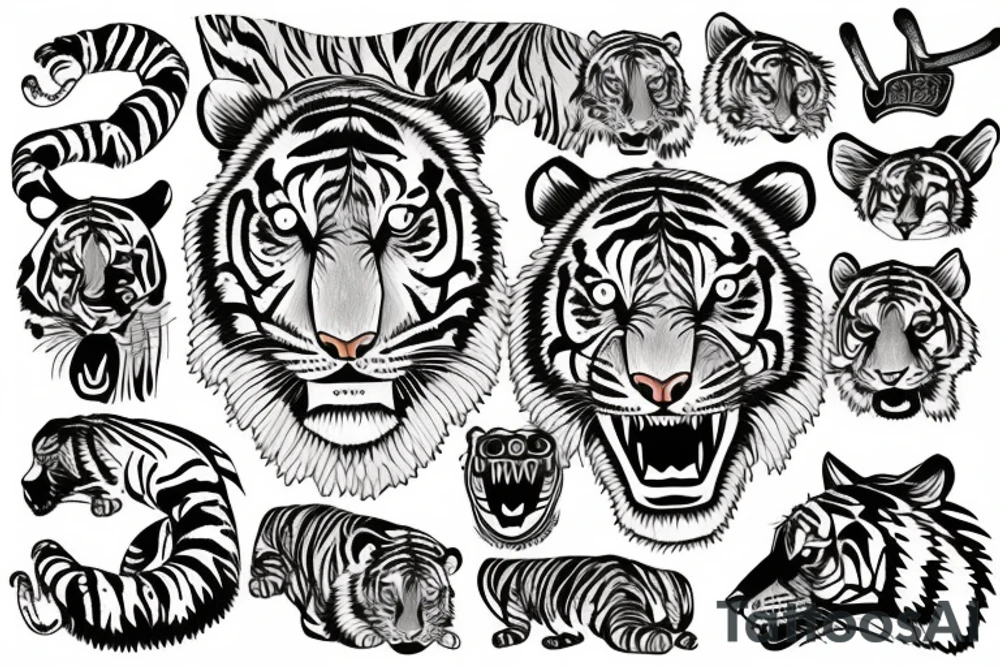 tiger head colorful tattoo idea