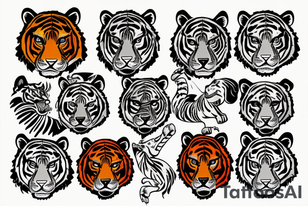 tiger head colorful tattoo idea