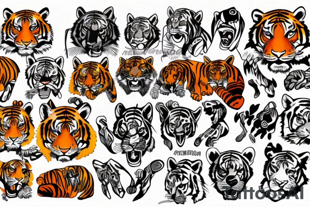 tiger head colorful tattoo idea