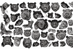 bear head colorful tattoo idea