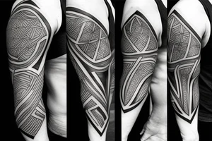 Black and grey geometric mens tattoo idea