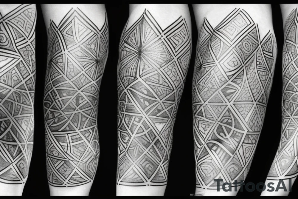 Black and grey geometric mens tattoo idea
