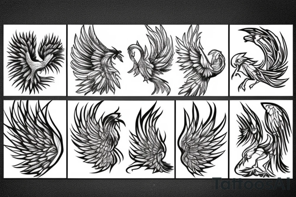 Draw me a phoenix with thin lines tattoo idea