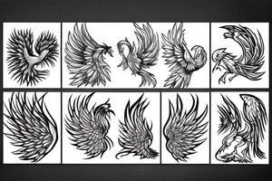 Draw me a phoenix with thin lines tattoo idea