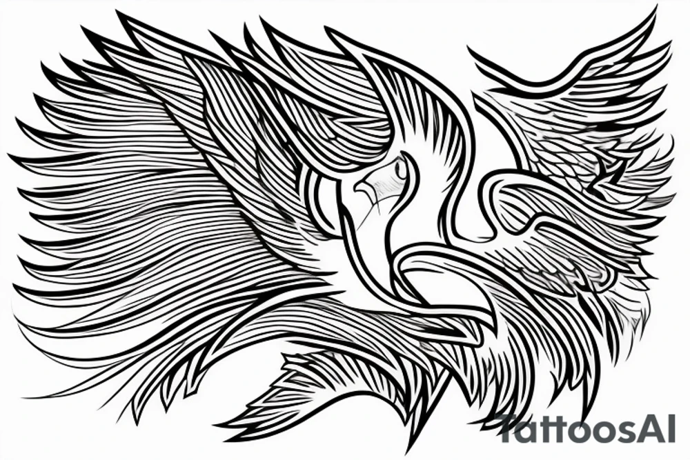 Draw me a phoenix with thin lines tattoo idea