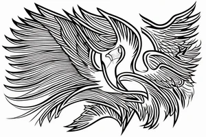 Draw me a phoenix with thin lines tattoo idea