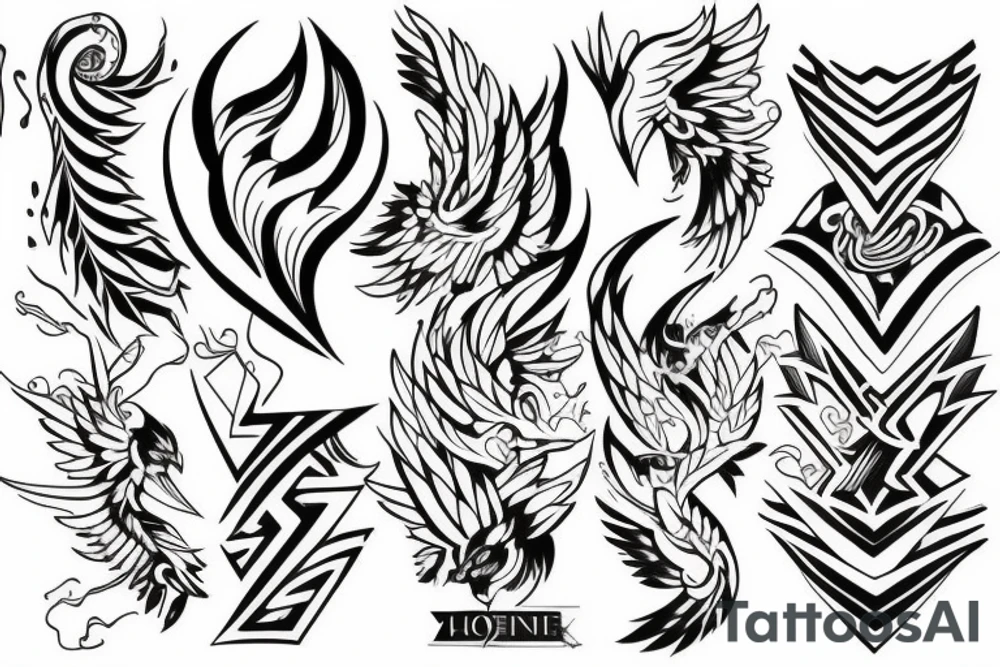 Phoenix with little detail tattoo idea