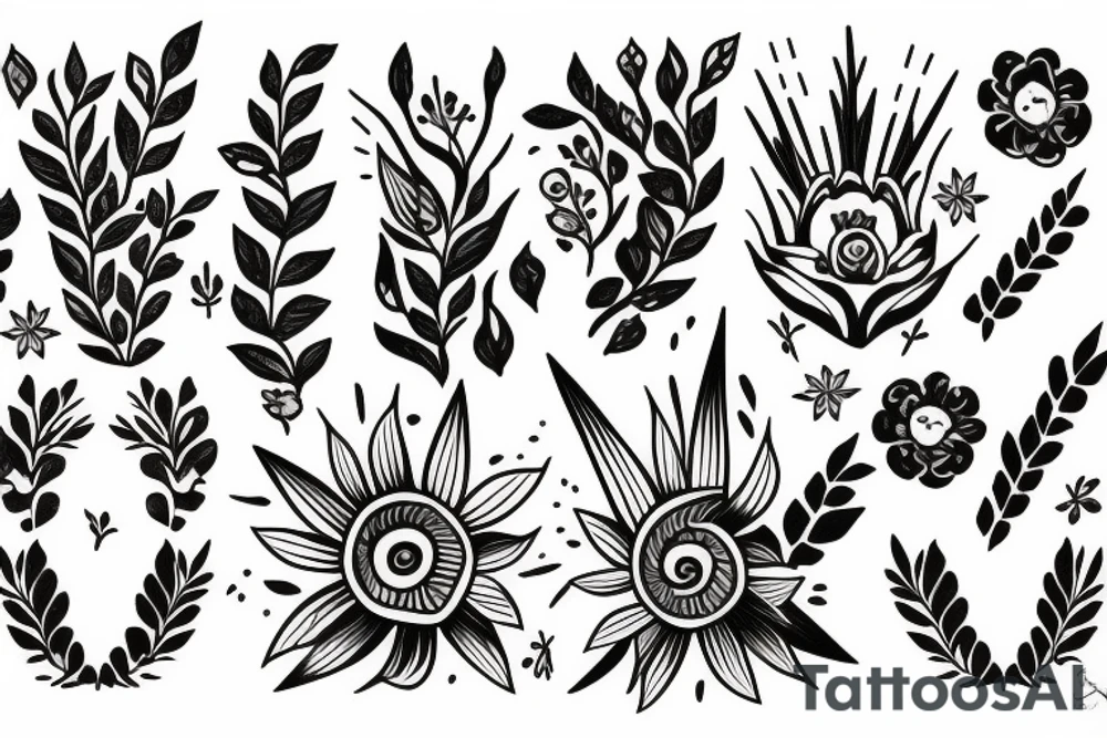 Phoenix with little detail and flowers tattoo idea