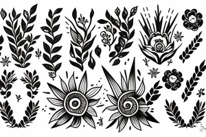 Phoenix with little detail and flowers tattoo idea
