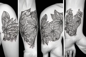 Phoenix with little detail and flowers tattoo idea