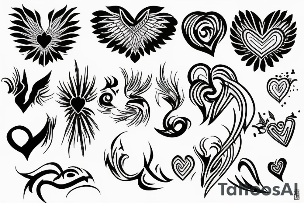 phoenix with heart tattoo idea