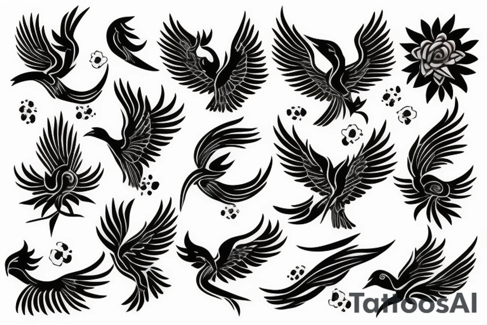 phoenix with flower tattoo idea