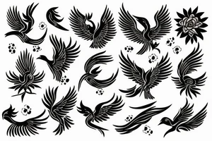 phoenix with flower tattoo idea