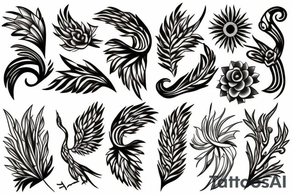 phoenix flower tattoo idea