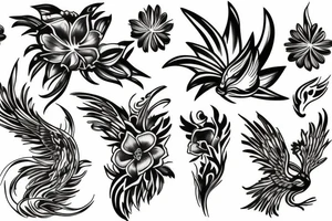phoenix flower tattoo idea