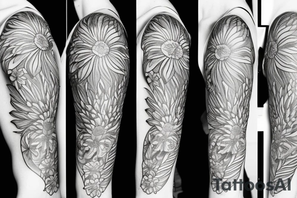phoenix flower tattoo idea