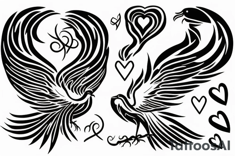 phoenix with heart tattoo idea