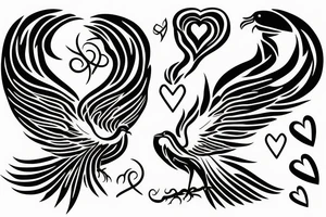 phoenix with heart tattoo idea