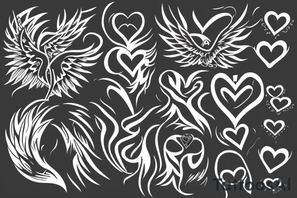phoenix with heart tattoo idea