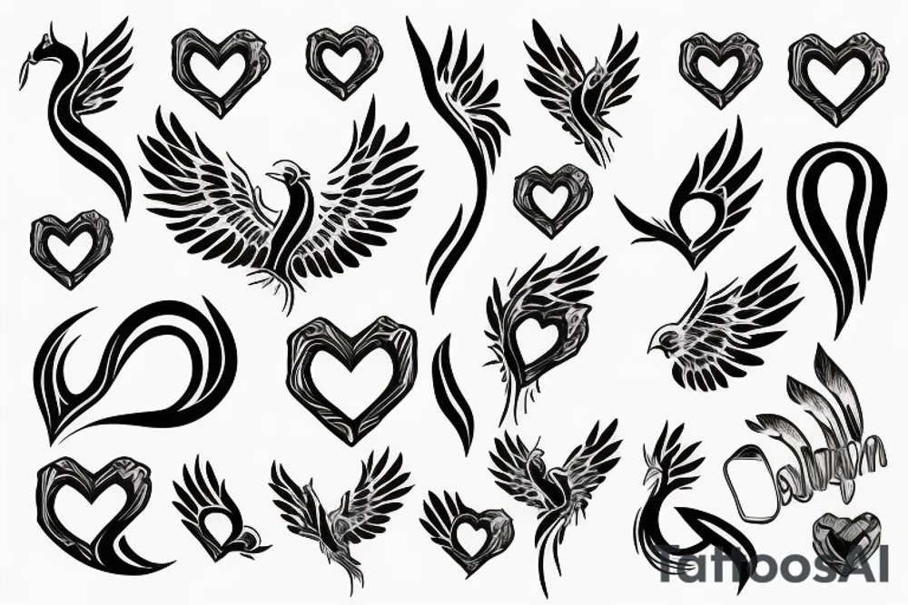 phoenix with heart tattoo idea