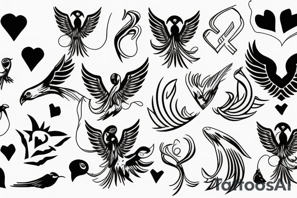 phoenix with heart tattoo idea