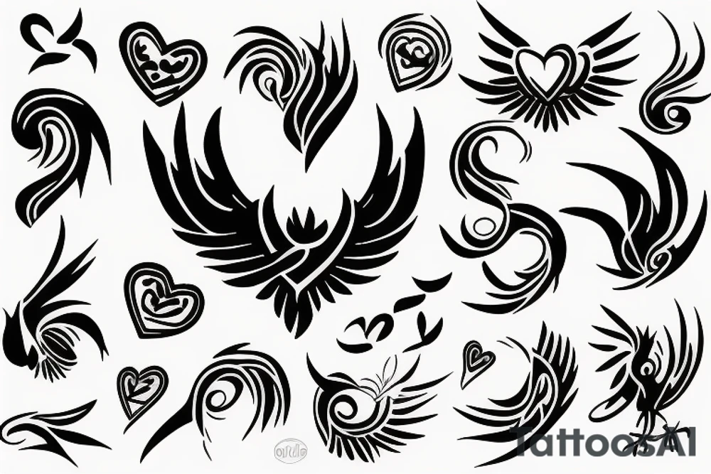phoenix with heart tattoo idea
