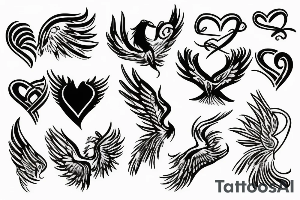 phoenix with heart tattoo idea