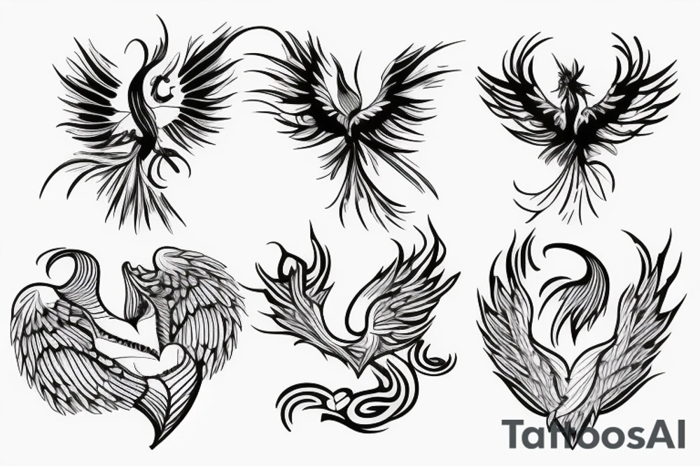 phoenix with heart tattoo idea