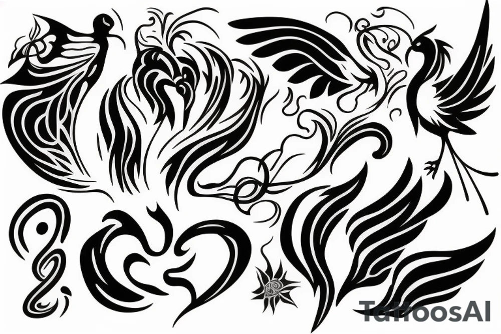 phoenix with heart tattoo idea
