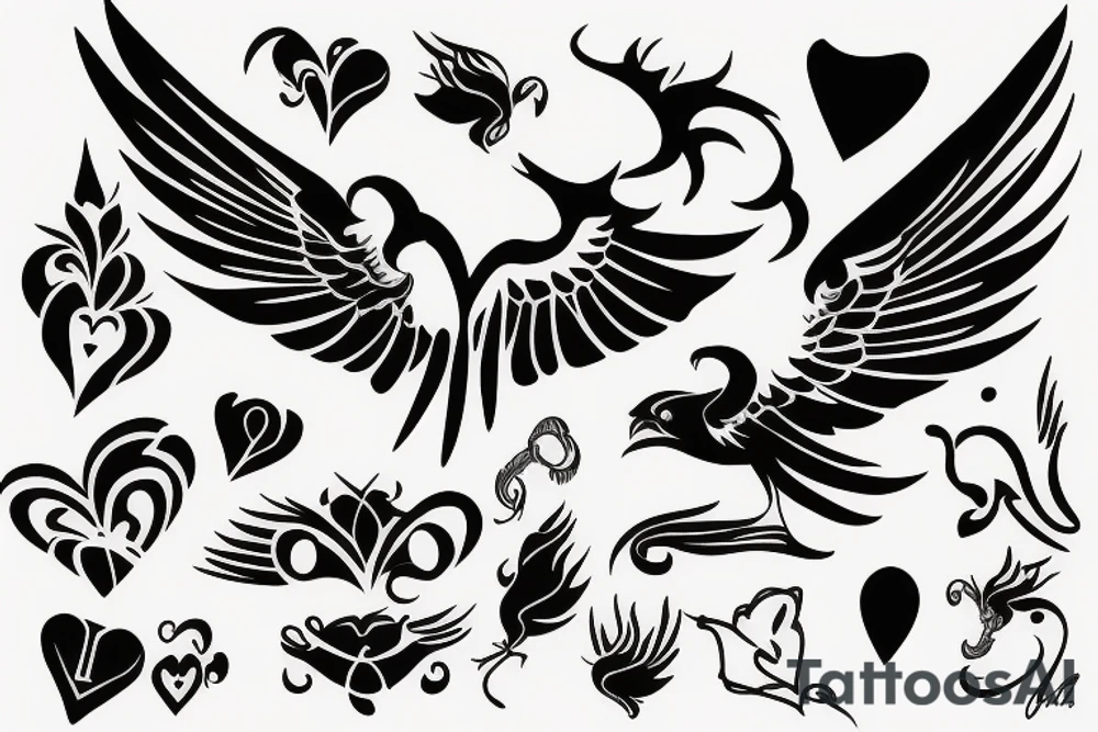 phoenix with heart tattoo idea