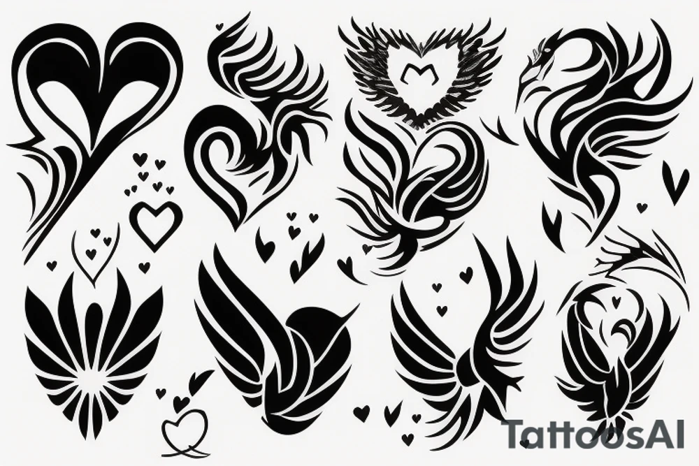 phoenix with heart tattoo idea