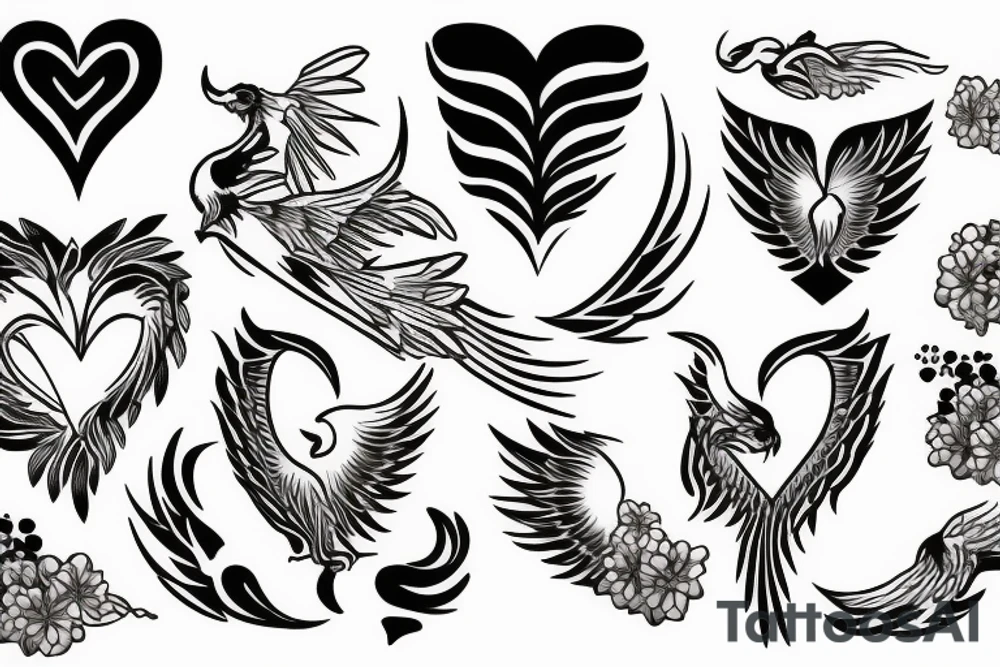 phoenix with heart tattoo idea