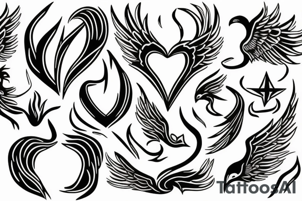 phoenix with heart tattoo idea