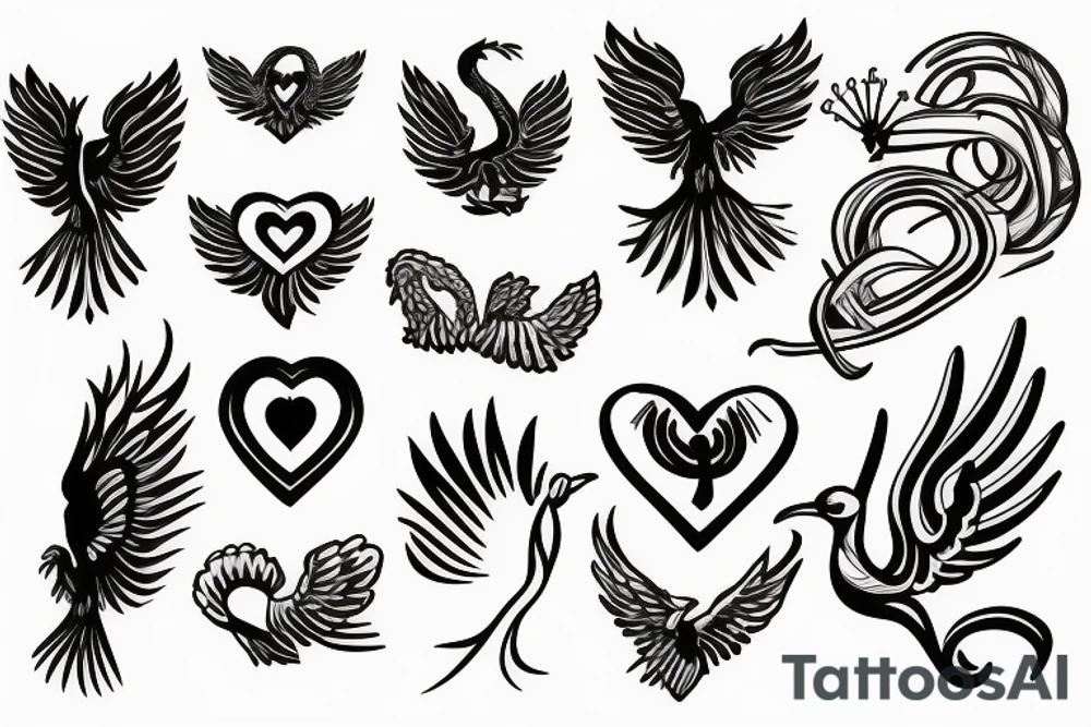 phoenix with heart tattoo idea