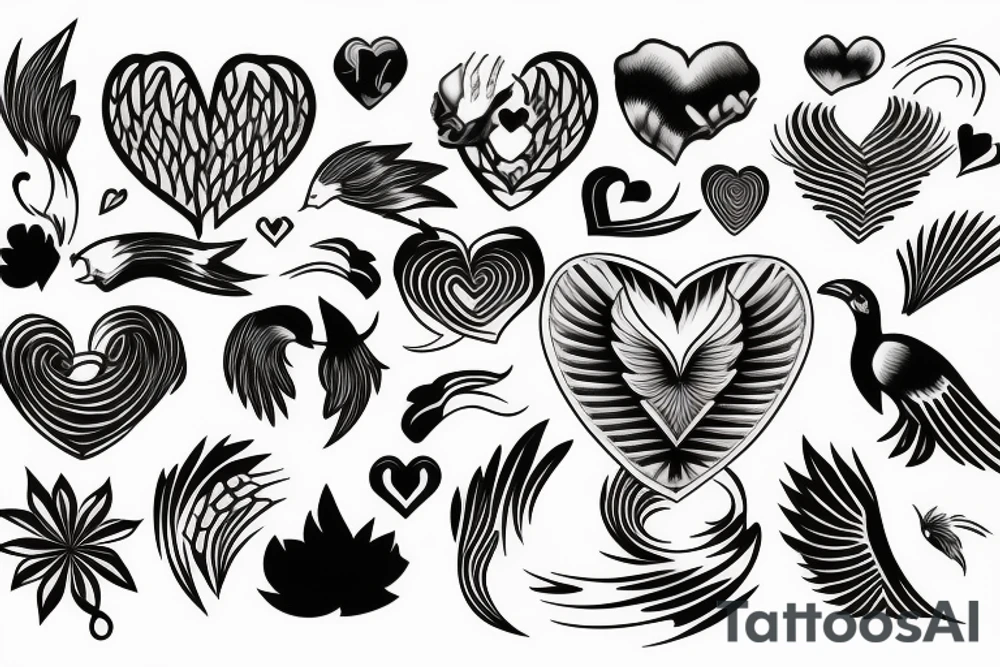 phoenix with heart tattoo idea