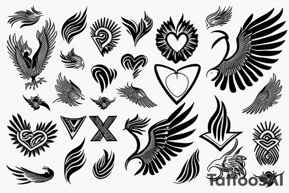 phoenix with heart tattoo idea