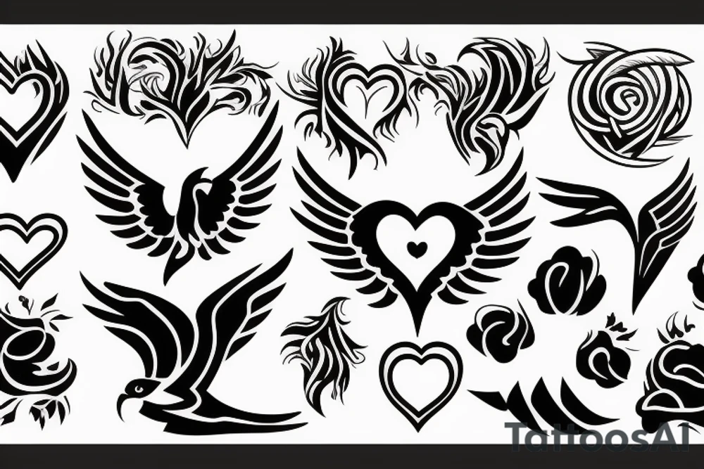 phoenix with heart tattoo idea
