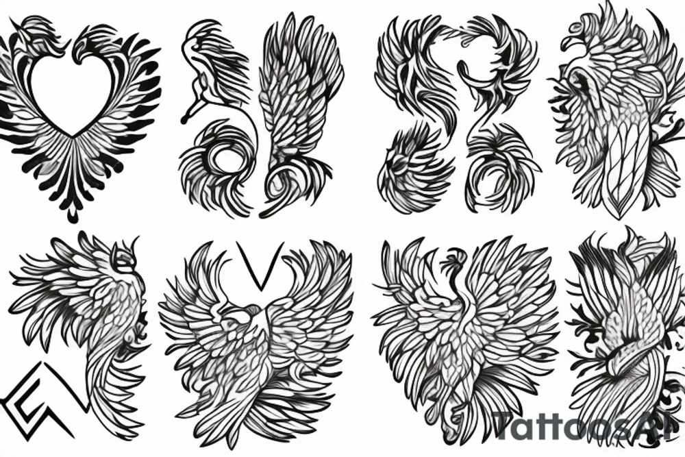 phoenix with heart tattoo idea