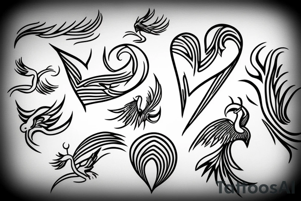 phoenix with heart tattoo idea