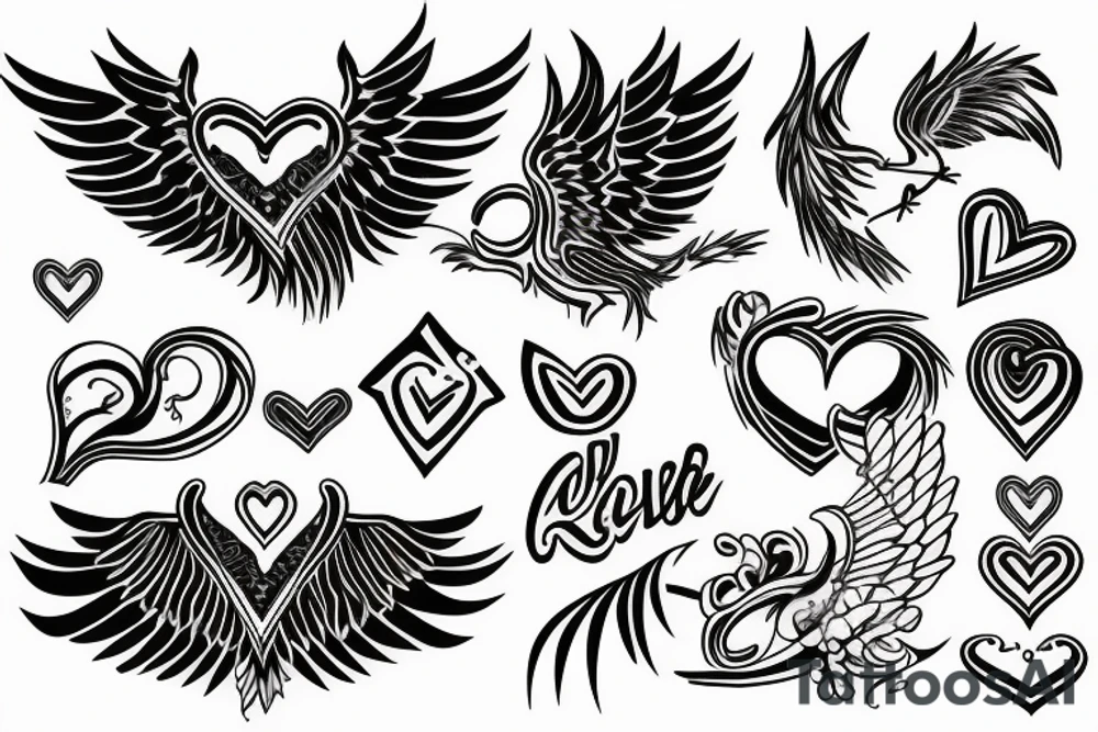phoenix with heart tattoo idea