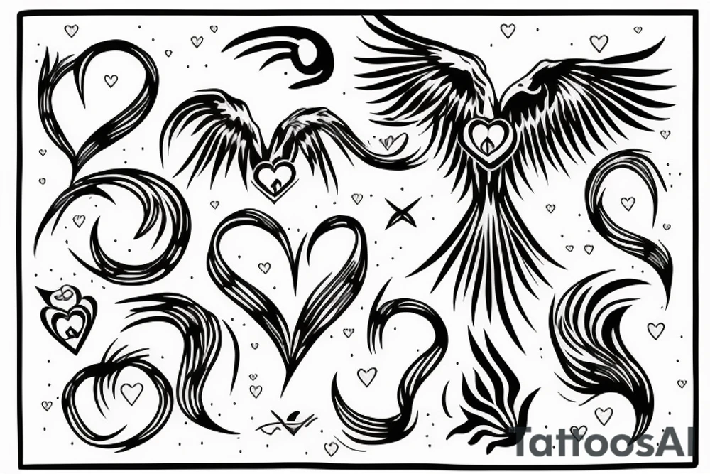 phoenix with heart tattoo idea