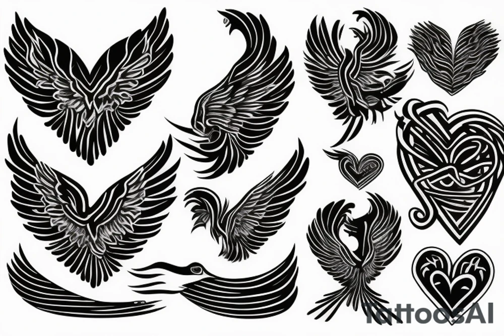 phoenix with heart tattoo idea