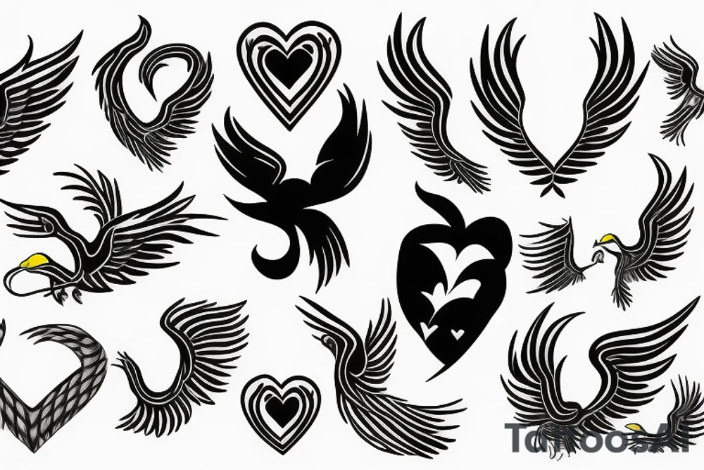 phoenix with heart tattoo idea